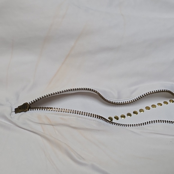 Bebe White Sleeveless Dress with Gold Studded pattern in Size L - Picture 8 of 8